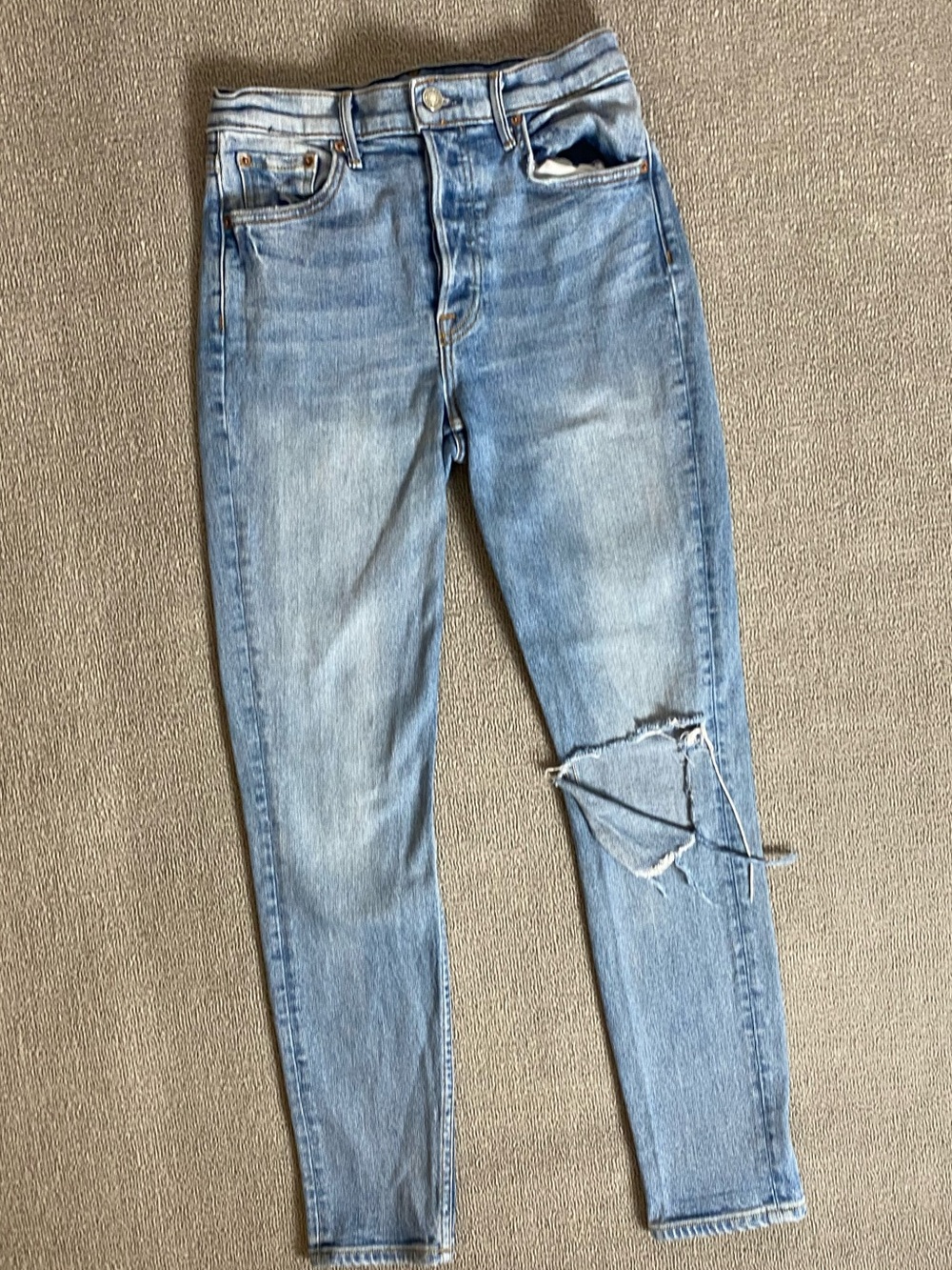 GRLFRND Karolina High Rise Straight Crop Light Wash Denim Jeans Made in the USA